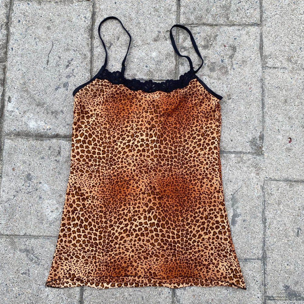 Leopard print mesh tank